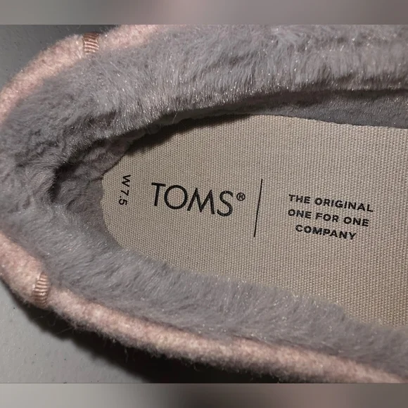 TOMS Women's Alpargata Faux Fur Lined Slip-On Flats dusty rose Sz.7.5 Slippers - Picture 5 of 16